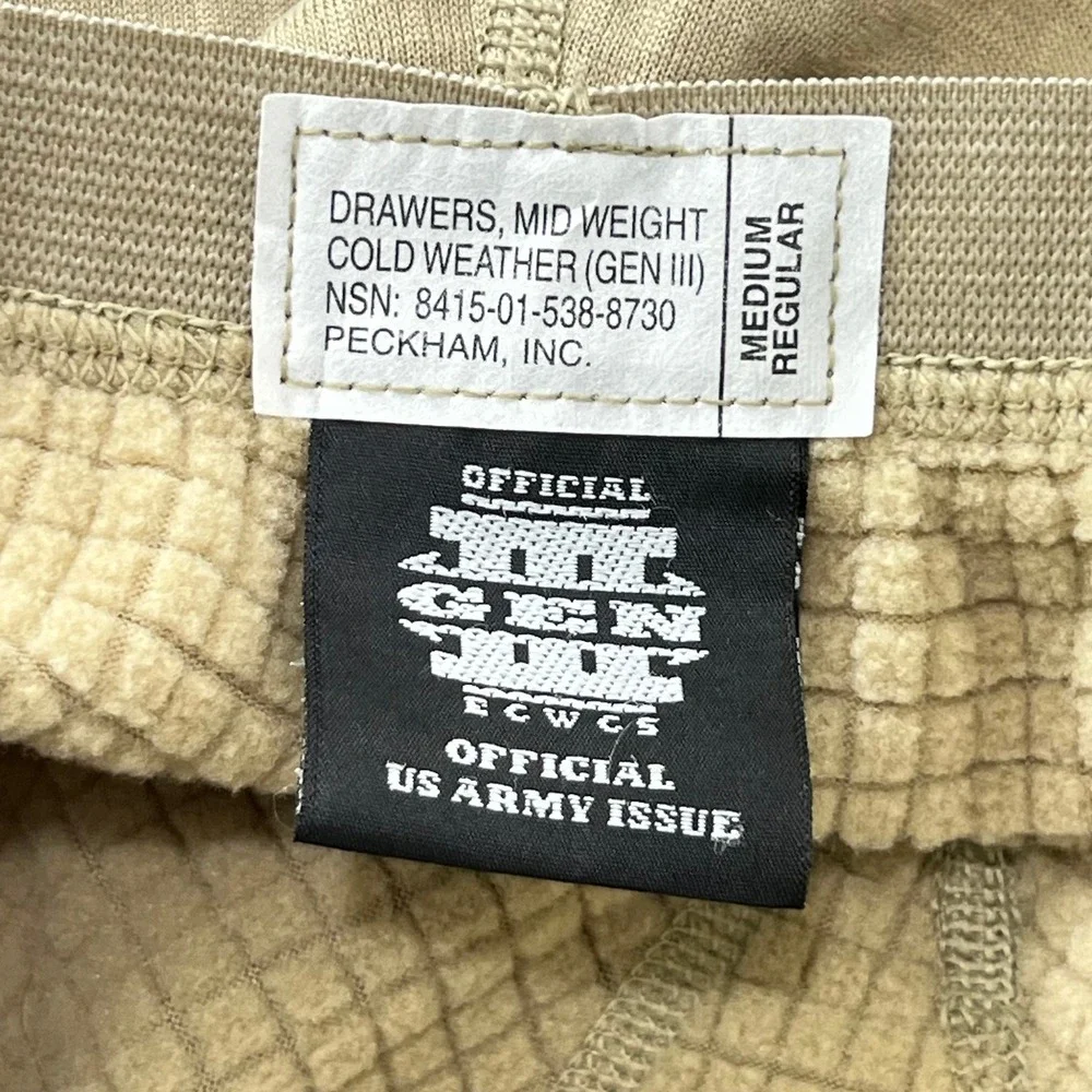US Army ECWCS Gen III Level 2 Medium Regular Polartec Grid Fleece Drawers Pants